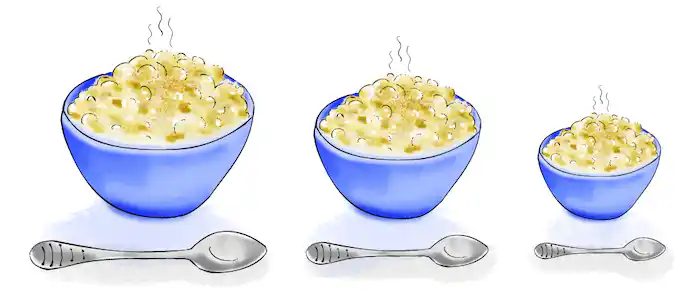 3 bowls of porridge with three spoons